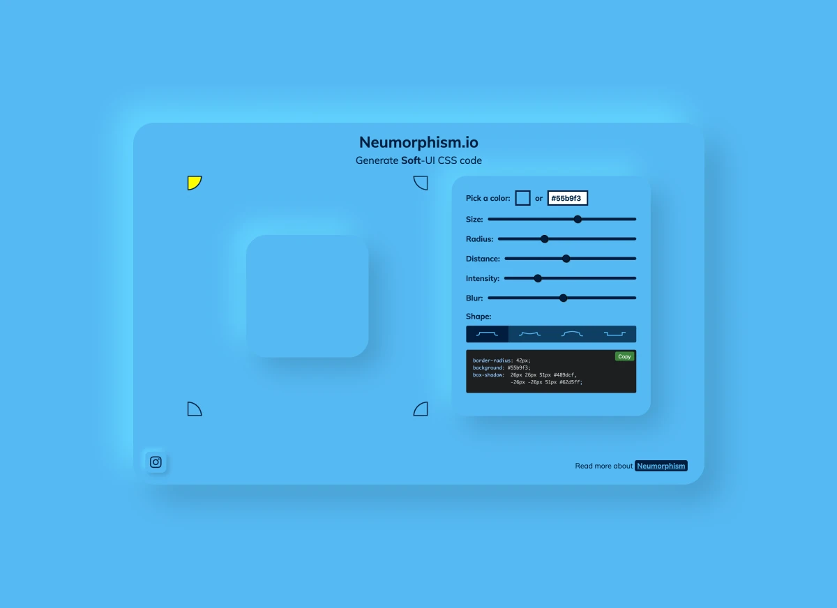 Neumorphic CSS Shadow Generator