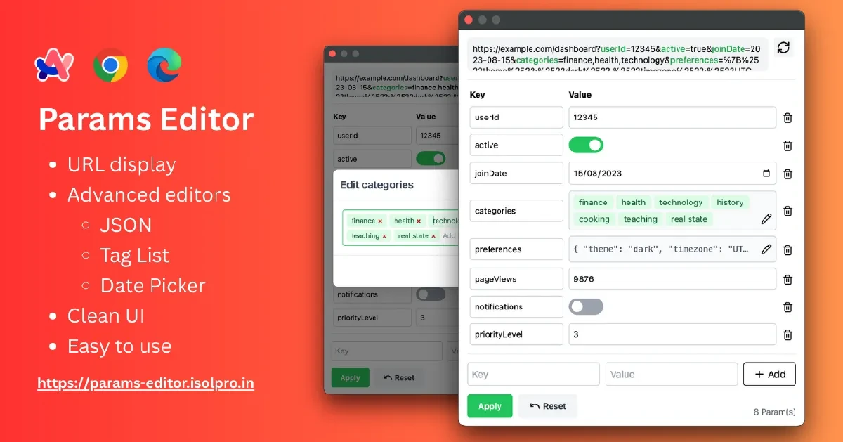 URL Parameters Editor for Chrome