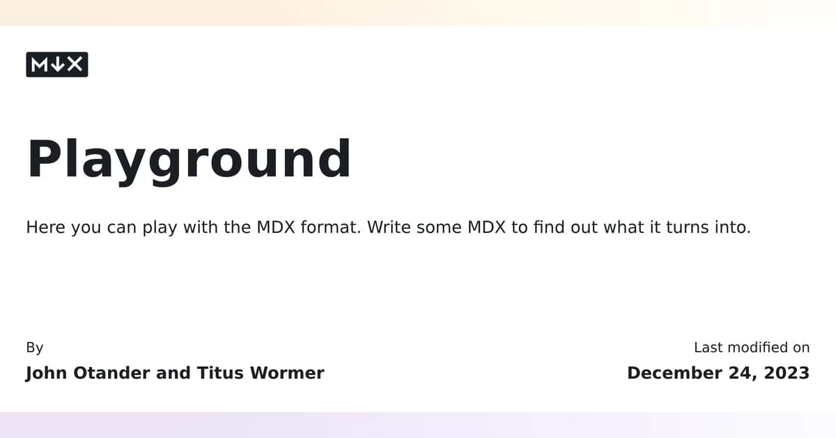MDX Playground