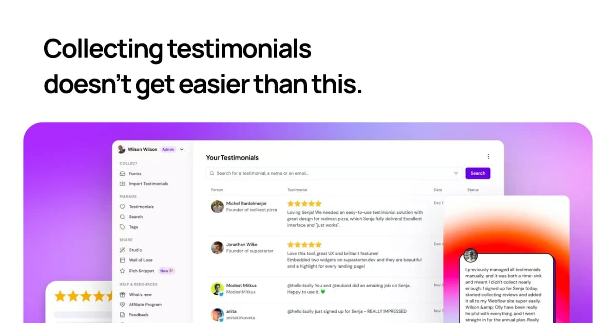 Senja: Testimonial Management Platform