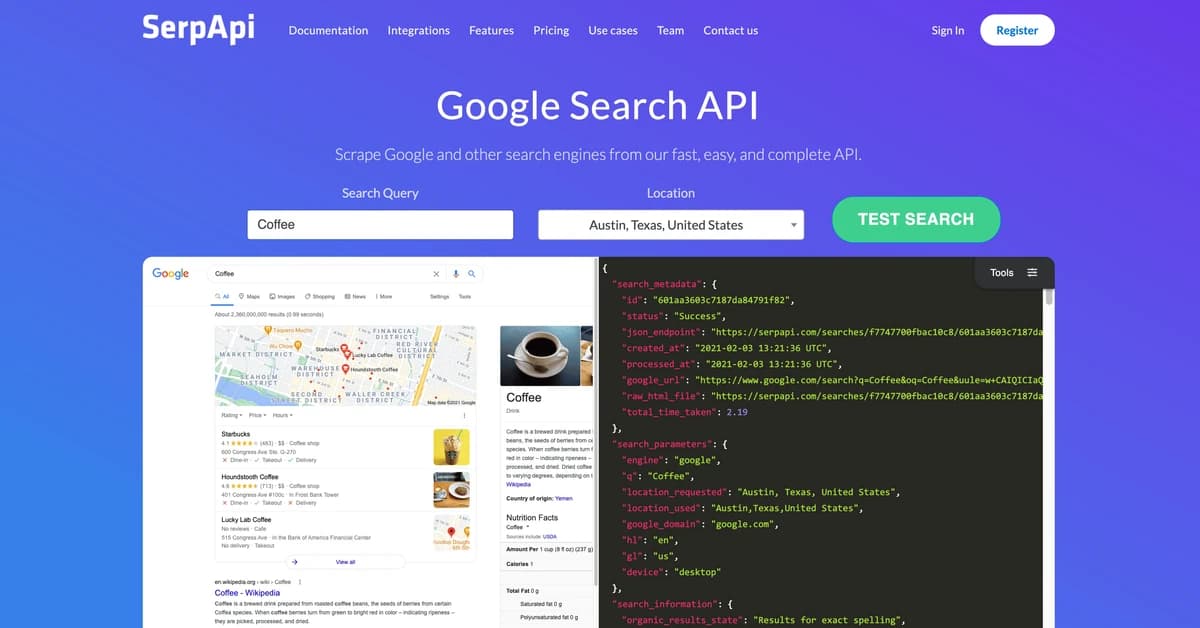 SerpApi: Google Search Results Extraction API