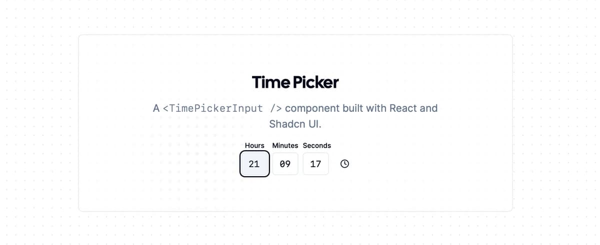 Shadcn UI TimePicker