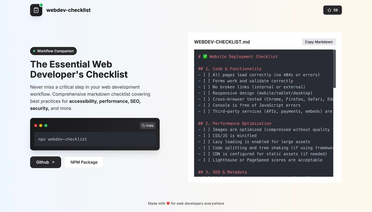 Web Dev Checklist CLI